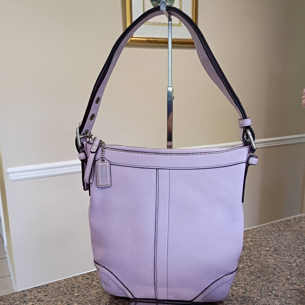 Coach Lilac Pebbled Leather Sling Crossbody Or Shoulder